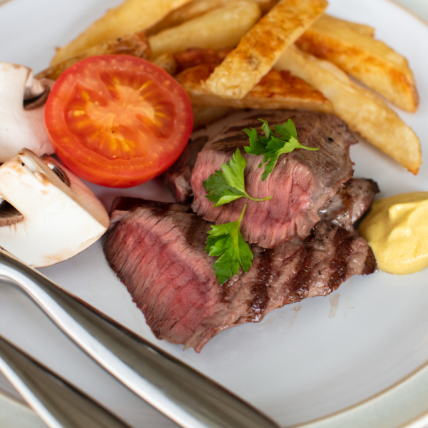 venison steak & chips